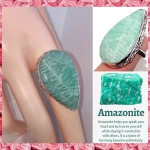 Amazonite Gemstone Handmade Minimalist Boho Ring